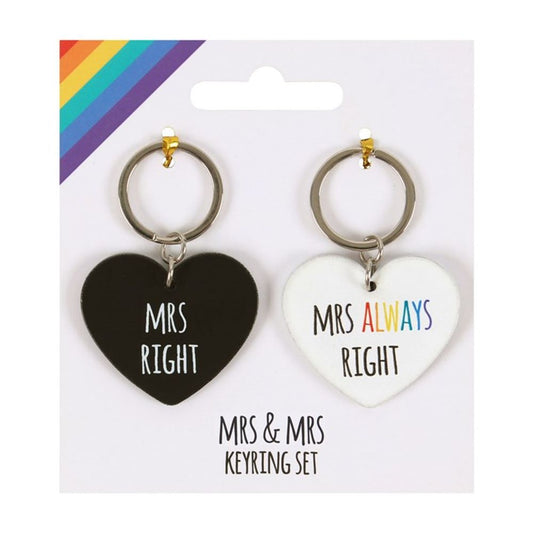 Mrs and Mrs Right Keyring Set